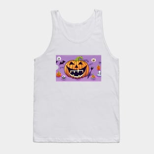 Jack-o'-lantern with Teeth and a Fork Tank Top